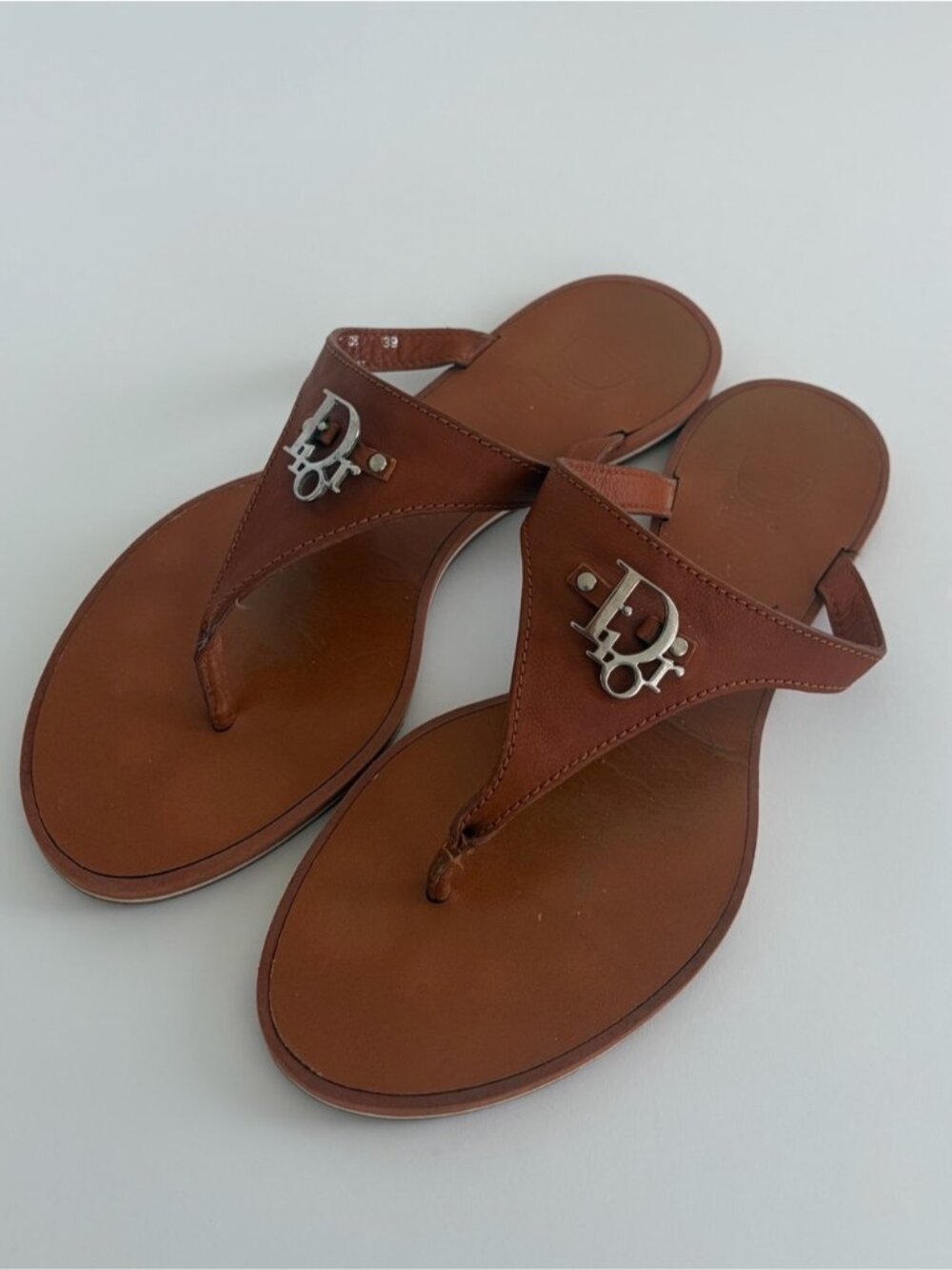 Dior Brown Leather Thong Sandals